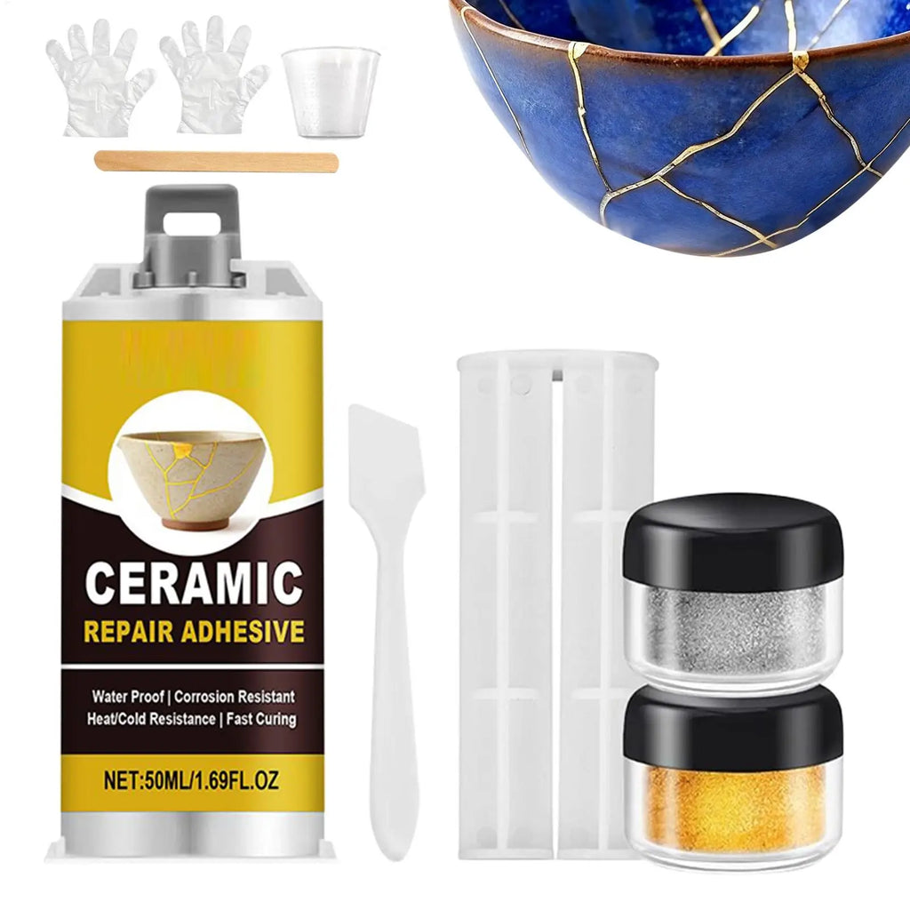 Gold Kintsugi Ceramic Repair Kit – Food-Safe Adhesive Ceramic Repair Kit PLUSH
