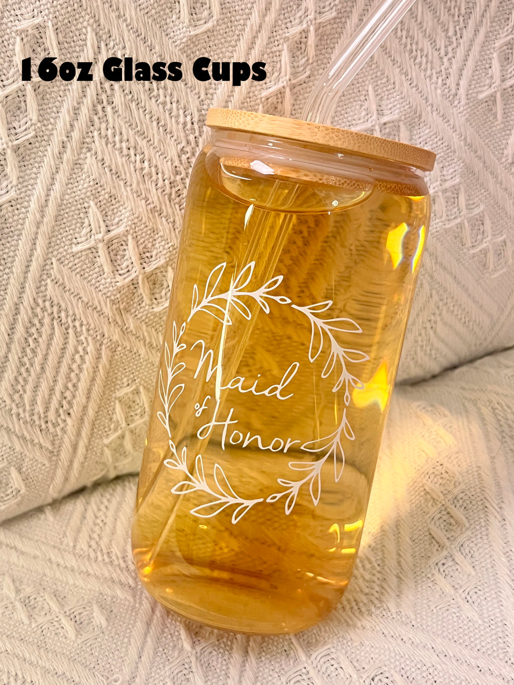 Bridesmaid Proposal Gift Set – 16oz Glass Cup & Makeup Bag Bridesmaid Gift Set PLUSH