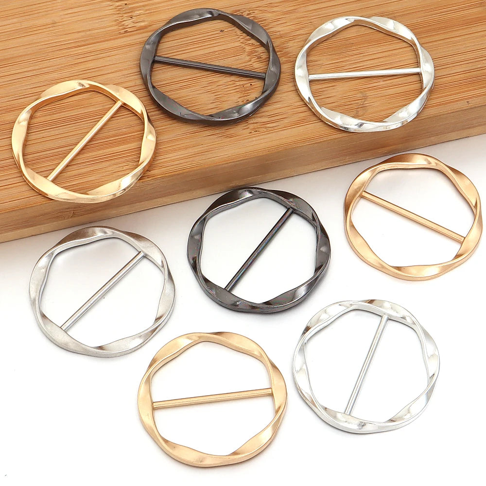 5pcs Alloy Twisted Round Scarf Ring Buckles | Garment Fasteners Garment Ring Buckle PLUSH