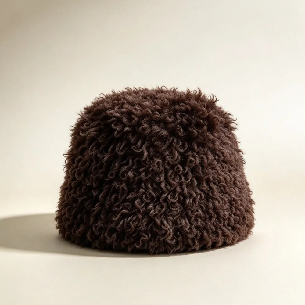 Faux Fur Bucket Hat – Fluffy Plush Winter Fisherman Cap Faux Fur Bucket Hat PLUSH