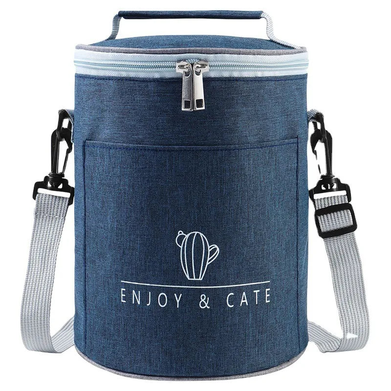 Round Insulated Lunch Bag 19x24cm – Thermal Food Tote Insulated Lunch Bag PLUSH