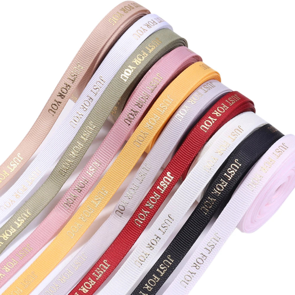 10 Yards "Just For You" Gold Foil Grosgrain Ribbon 1cm Decorative Craft Ribbon PLUSH