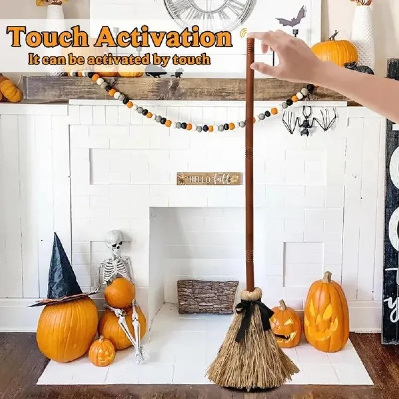 Halloween Flying Witch Broom Motion Sensor Dancing Yard Decor Halloween Yard Decoration PLUSH