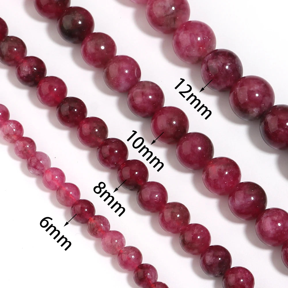 Watermelon Tourmaline Round Stone Beads 6–12mm | DIY Jewelry Natural Stone Beads PLUSH