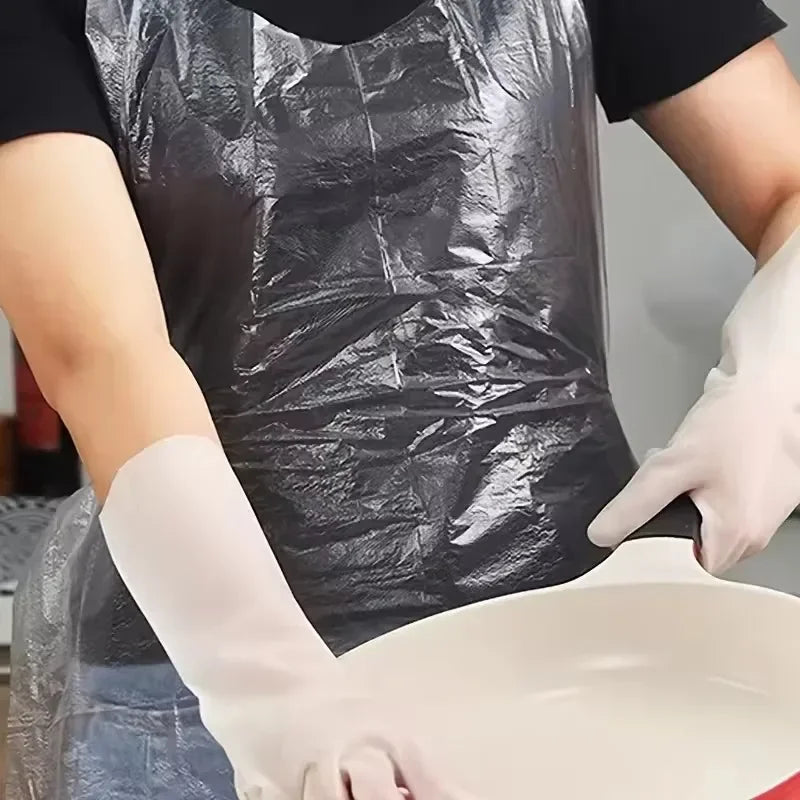 50/100pcs Disposable Transparent PE Aprons – Waterproof Disposable Apron PLUSH