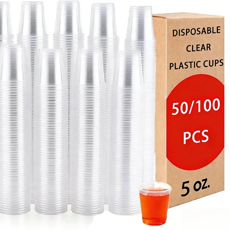 50/100pcs 4.5oz Disposable Plastic Cups for Parties & Picnics Disposable Drink Cups PLUSH