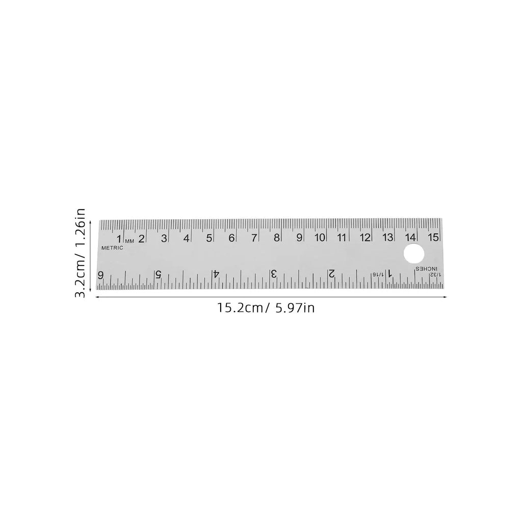 Stainless Steel Cork Back Metal Ruler 15cm/6in Dual Scale Metal Ruler PLUSH