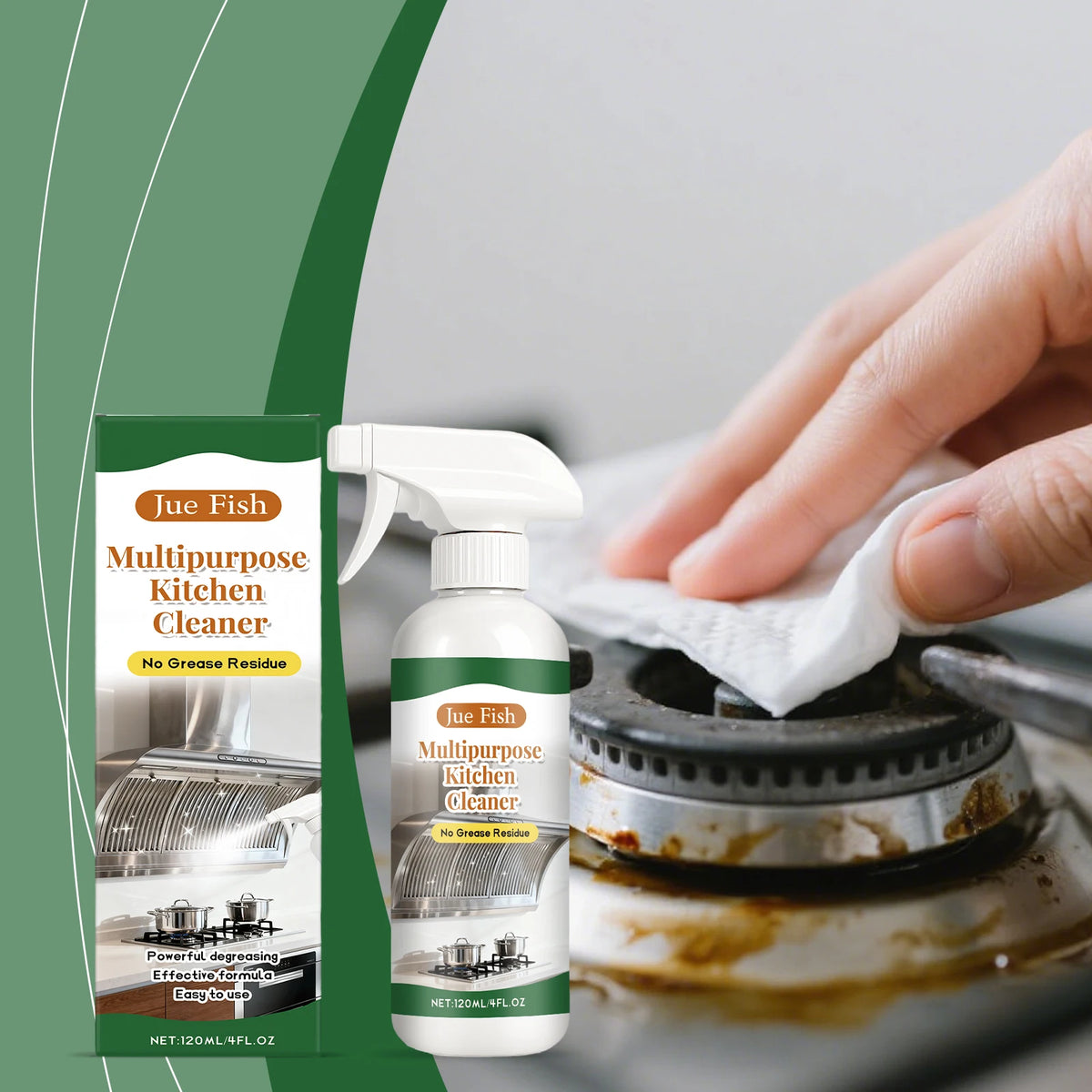 Jue-Fish Kitchen Grease Cleaner Spray | Multi-Surface Degreaser Kitchen Degreaser Spray PLUSH