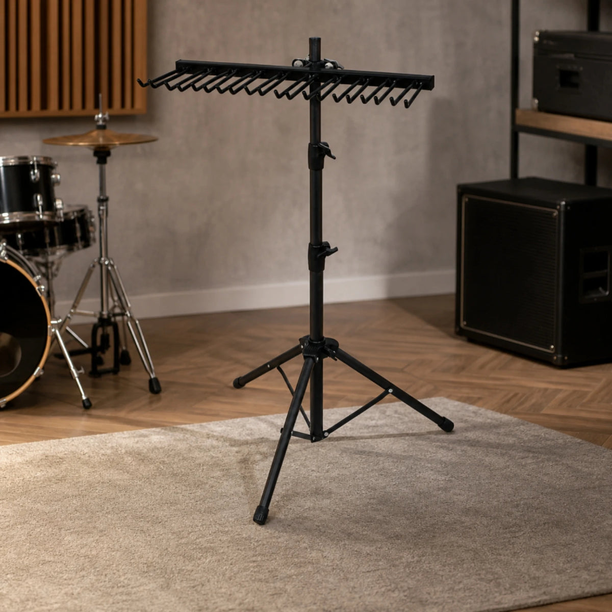 Drumstick Rack Tripod Stand – Anti-Roll Holder with Clamp Drumstick Holder Stand PLUSH