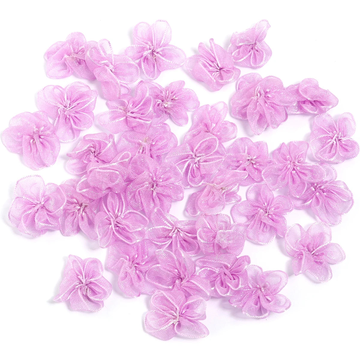 20pcs 3cm Organza Fabric Flower Appliques – DIY Hair & Craft Fabric Flower Appliques PLUSH Light Purple