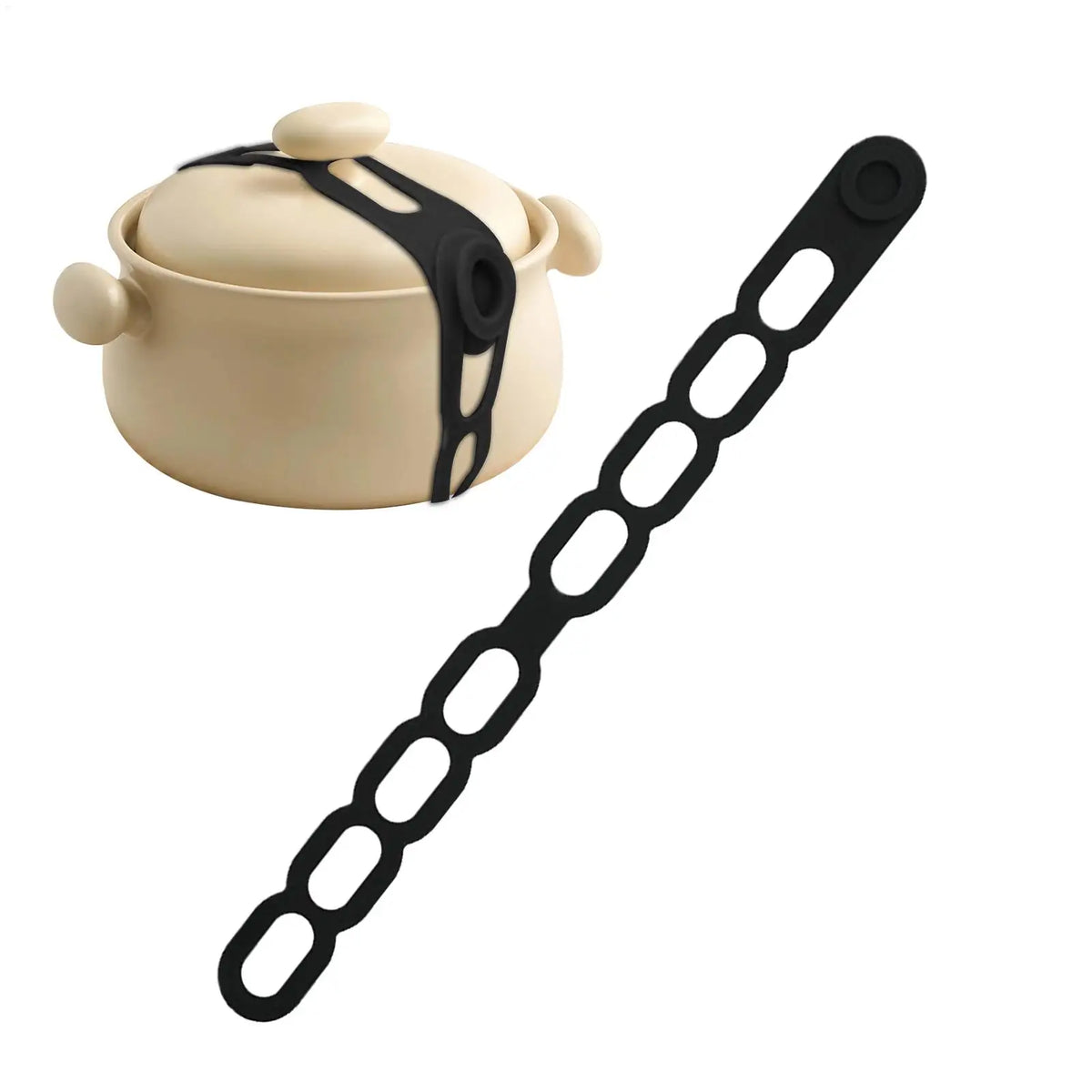 Universal Silicone Pot Lid Latch Strap – Reusable & Splash-Proof Cookware Lid Strap PLUSH