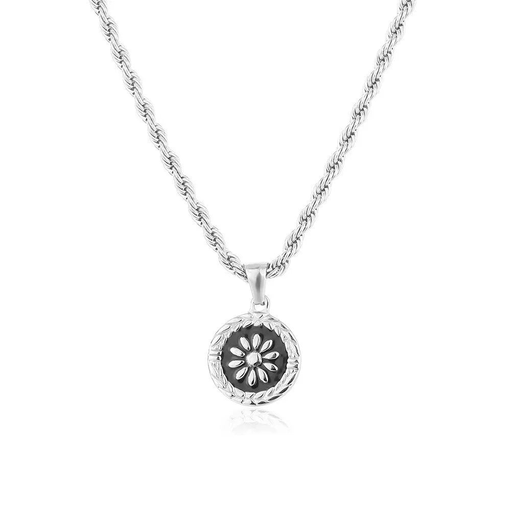 Vintage Sunflower Pendant Necklace – Titanium Steel Hip Hop Pendant Necklace PLUSH