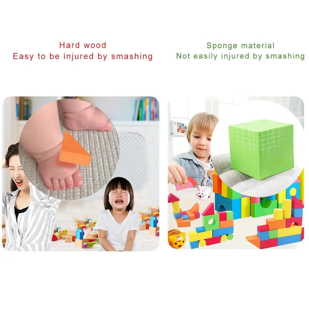 30pcs Soft EVA Foam Building Blocks – STEM Toy for Kids 3–6 Foam Building Blocks PLUSH