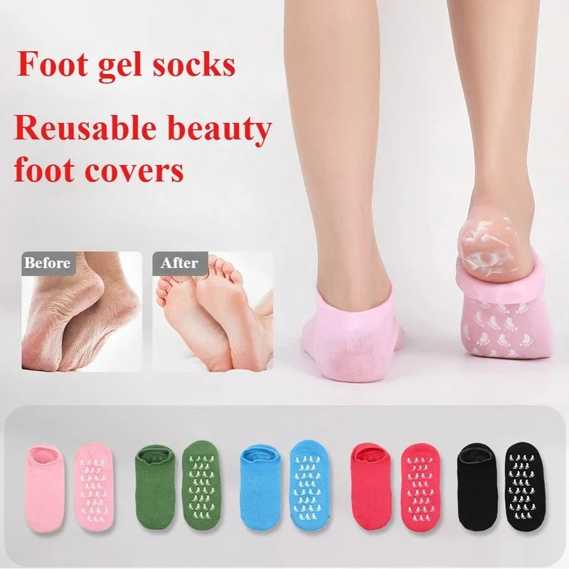 Silicone Moisturizing Foot Socks with Massage Nodules – 1 Pair Foot Care Socks PLUSH