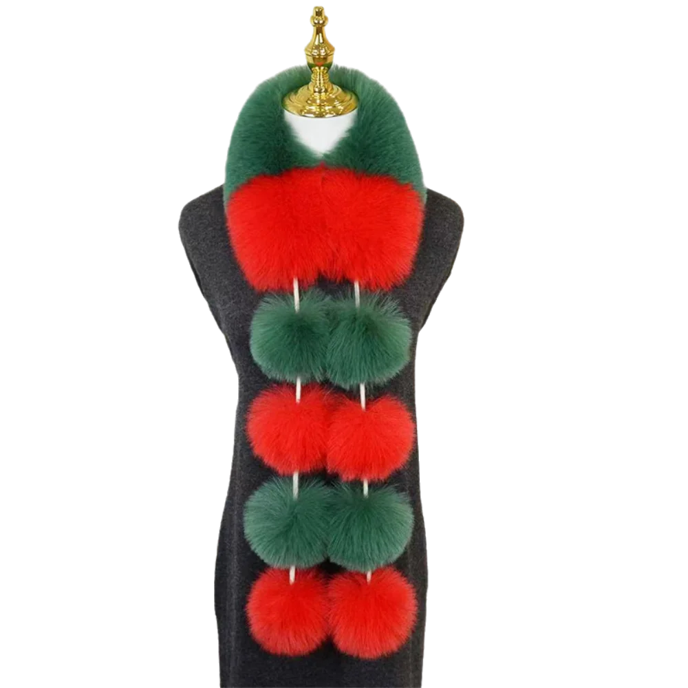Women's Faux Plush Christmas Scarf with Pom-Pom | Warm & Cozy Faux Plush Scarf PLUSH Style-10