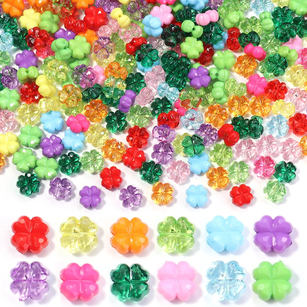 50-100pcs Four Leaf Flower Acrylic Spacer Beads | DIY Jewelry Acrylic Spacer Beads PLUSH