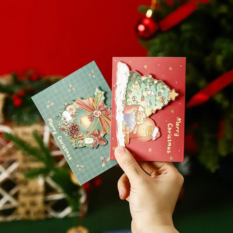 Santa Folding Christmas Greeting Cards – Xmas & New Year Wishes Christmas Greeting Cards PLUSH