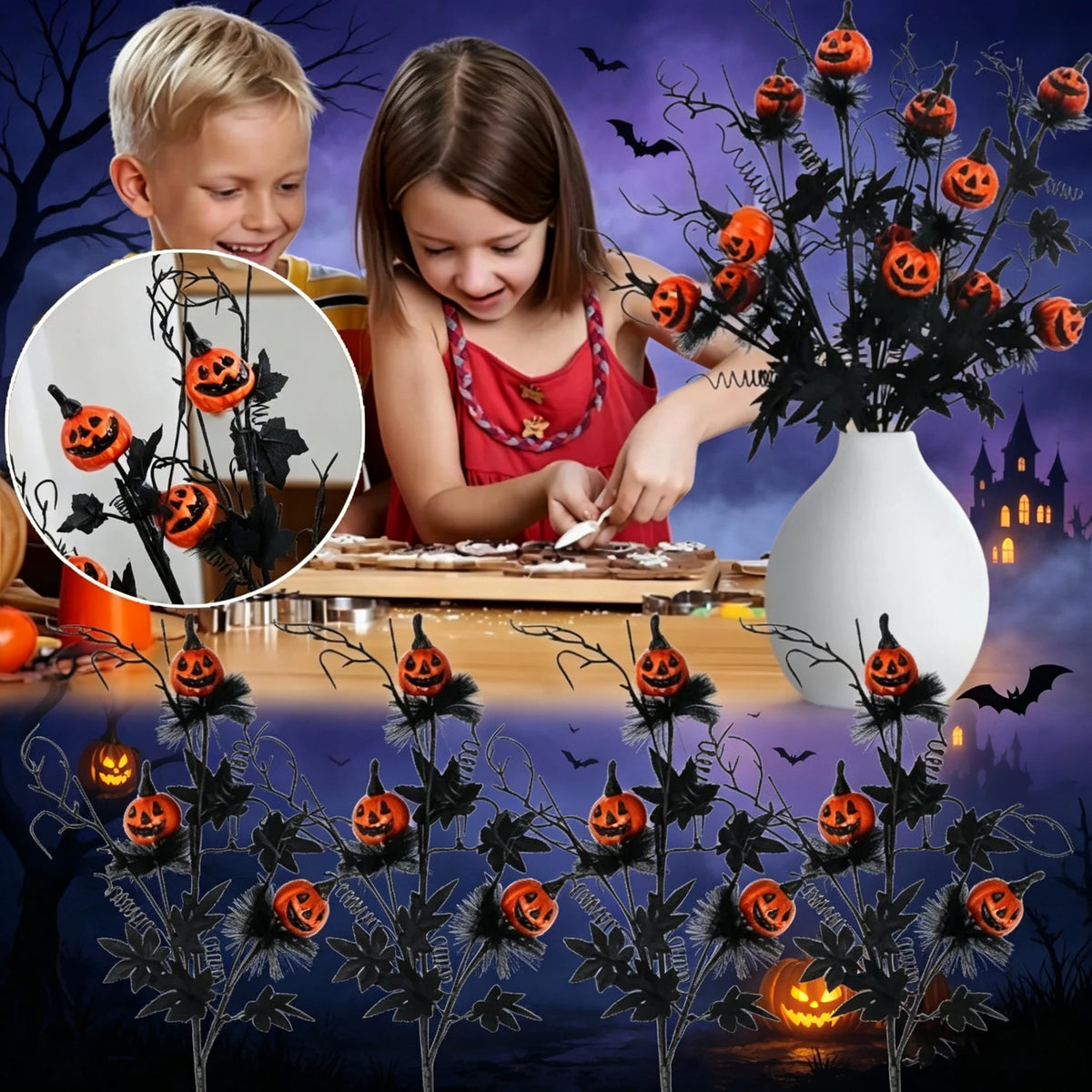 Halloween Pumpkin Vase & Trident Party Decoration Prop Set Halloween Decoration Set PLUSH