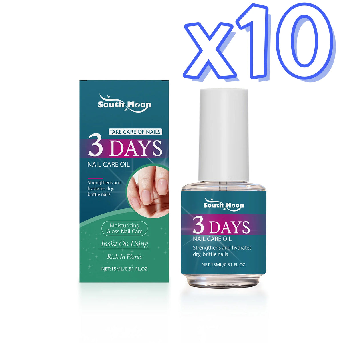 South Moon Plant-Based Nail Care Oil | Strengthener & Cuticle Oil Nail Care Oil PLUSH 15ml boxed x 10