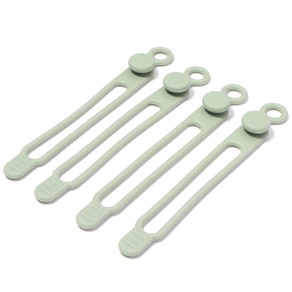 4pcs Silicone Cable Ties Multicolor Reusable Cord Organizer Cable Organizer Ties PLUSH green