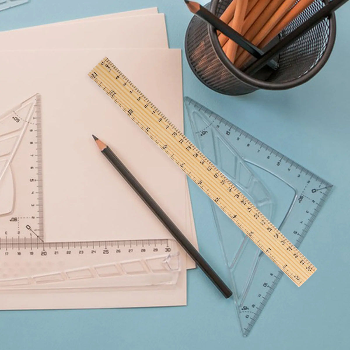 10pcs Wooden Dual Scale Rulers – Metric & Imperial Craft Tool Wood Measuring Ruler PLUSH