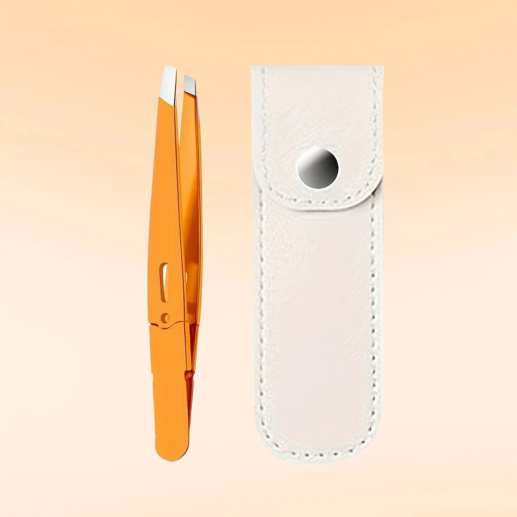 Ouriner Precision Slant Tip Eyebrow Tweezers with Case Eyebrow Tweezers PLUSH