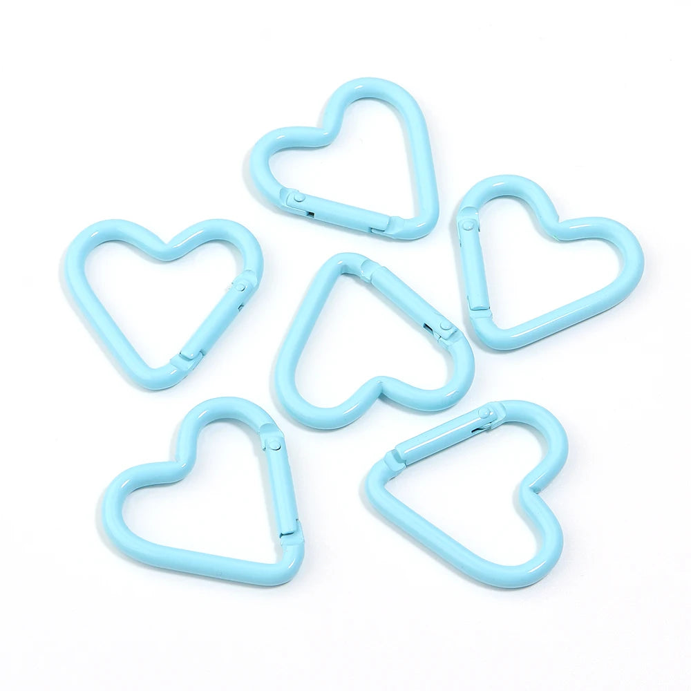 5pcs Heart Spring Clasp Carabiner Clips – DIY Jewelry Making Jewelry Clasp Findings PLUSH blue
