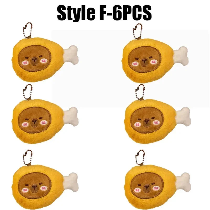 Cute Capybara Bread Plush Keychain – Funny Animal Bag Charm Plush Keychain Charm PLUSH 140331-Style F-6PCS