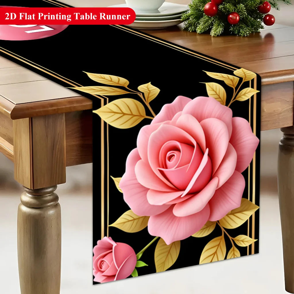 Pink Rose Heart Table Runner – Valentine's Day Décor Table Runner PLUSH A 33X183Cm