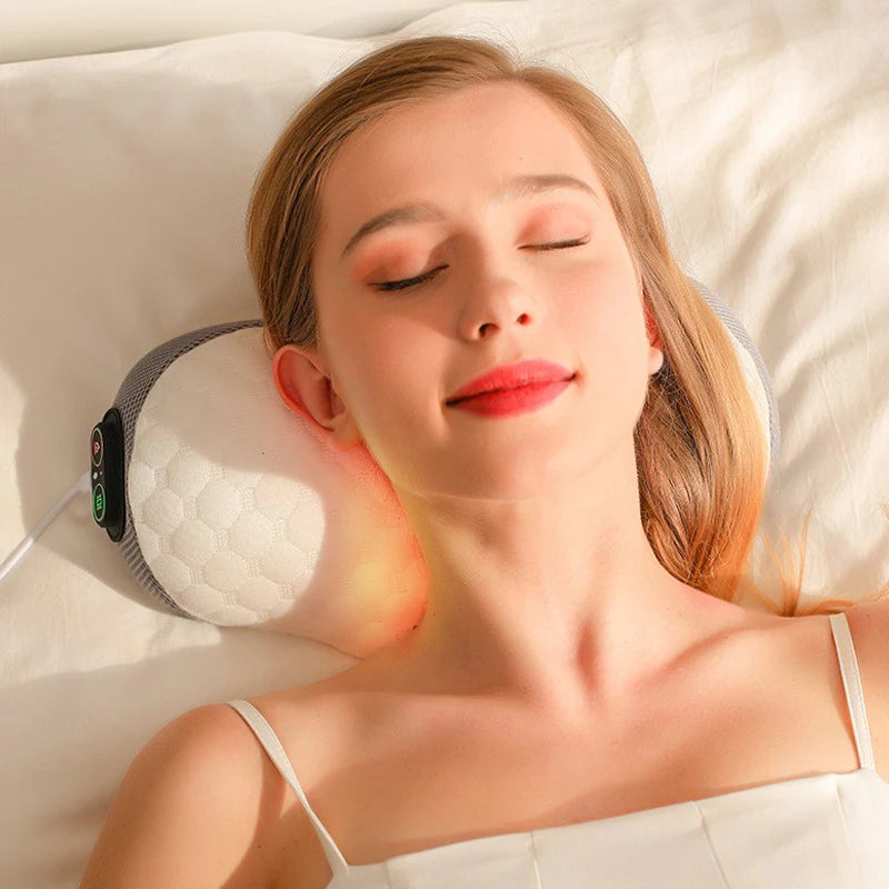 USB Heated Vibration Massage Memory Foam Neck & Waist Pillow Massage Pillow PLUSH