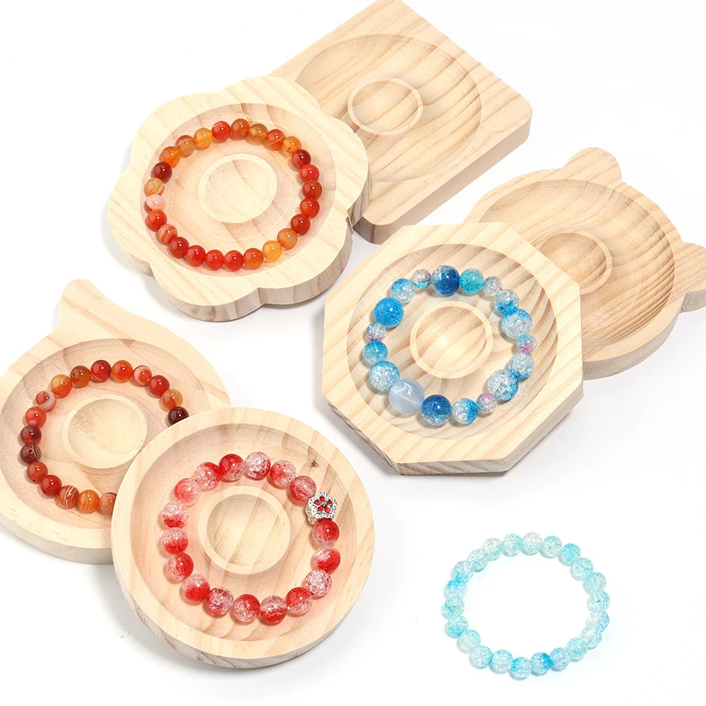 Wooden Beading Design Plate & Bracelet Organizer Tray DIY Jewelry Making Tool PLUSH