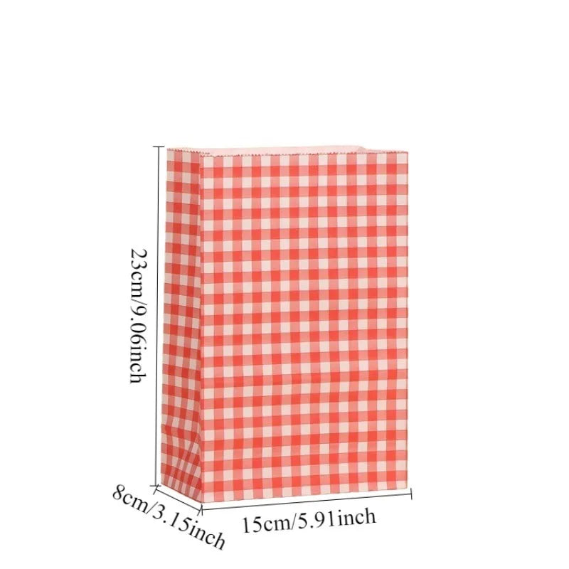 Colorful Checkered Kraft Paper Gift Bags 10/20pcs | Party Favors Party Gift Bags PLUSH