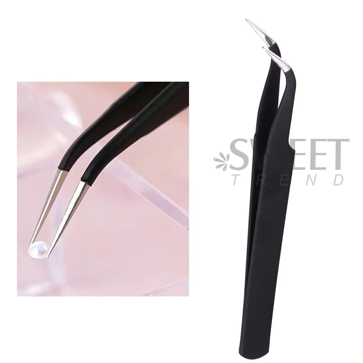Curved Tip Black Metal Nail Tweezers 5/10pcs – Manicure Tool Nail Art Tweezers PLUSH