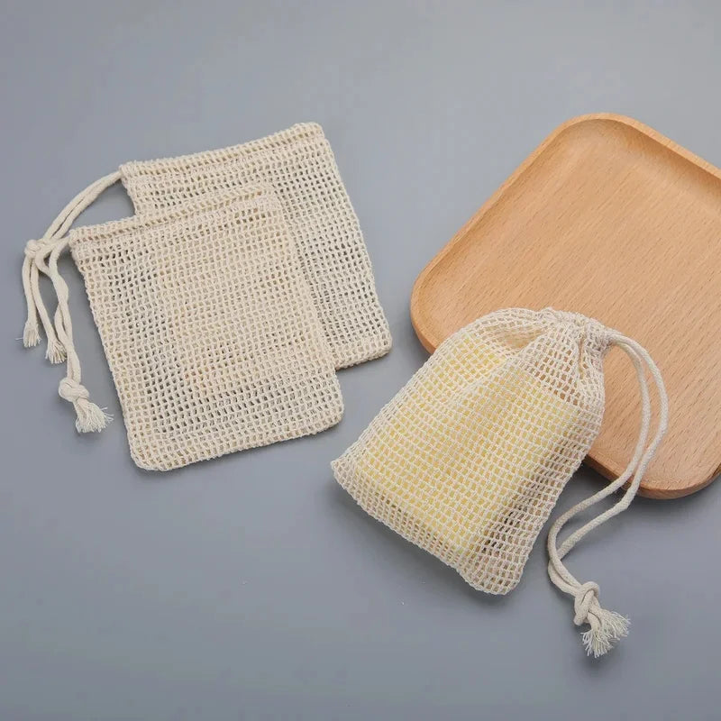 Natural Cotton Soap Saver Bags – Eco Mesh Pouch Set of 3 Soap Saver Bag PLUSH