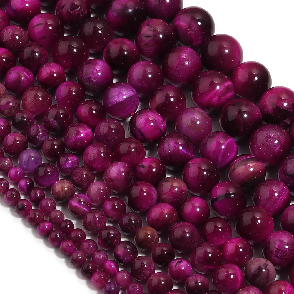 Hot Pink Tiger's Eye Spacer Beads 4–12mm | DIY Jewelry Making Natural Stone Beads PLUSH