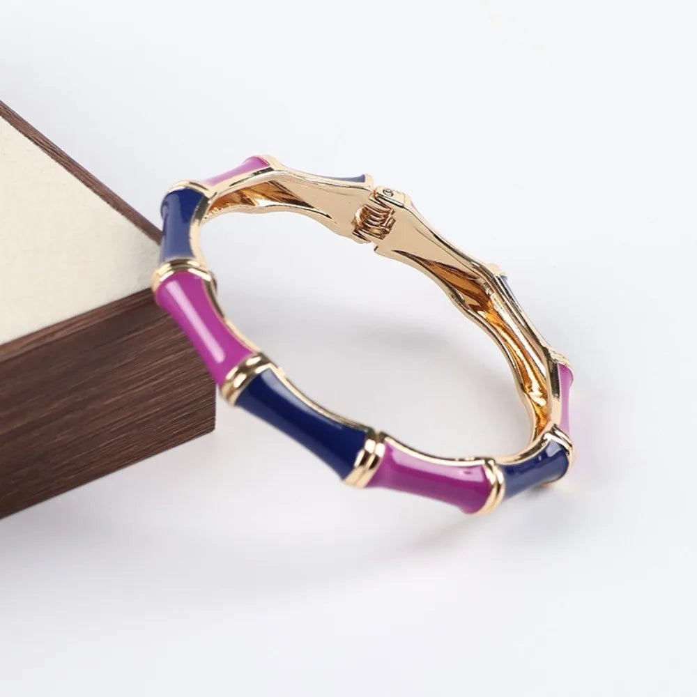 Colorful Enamel Bamboo Bangle – Ethnic Vintage Bracelet Enamel Bangle Bracelet PLUSH Style 5