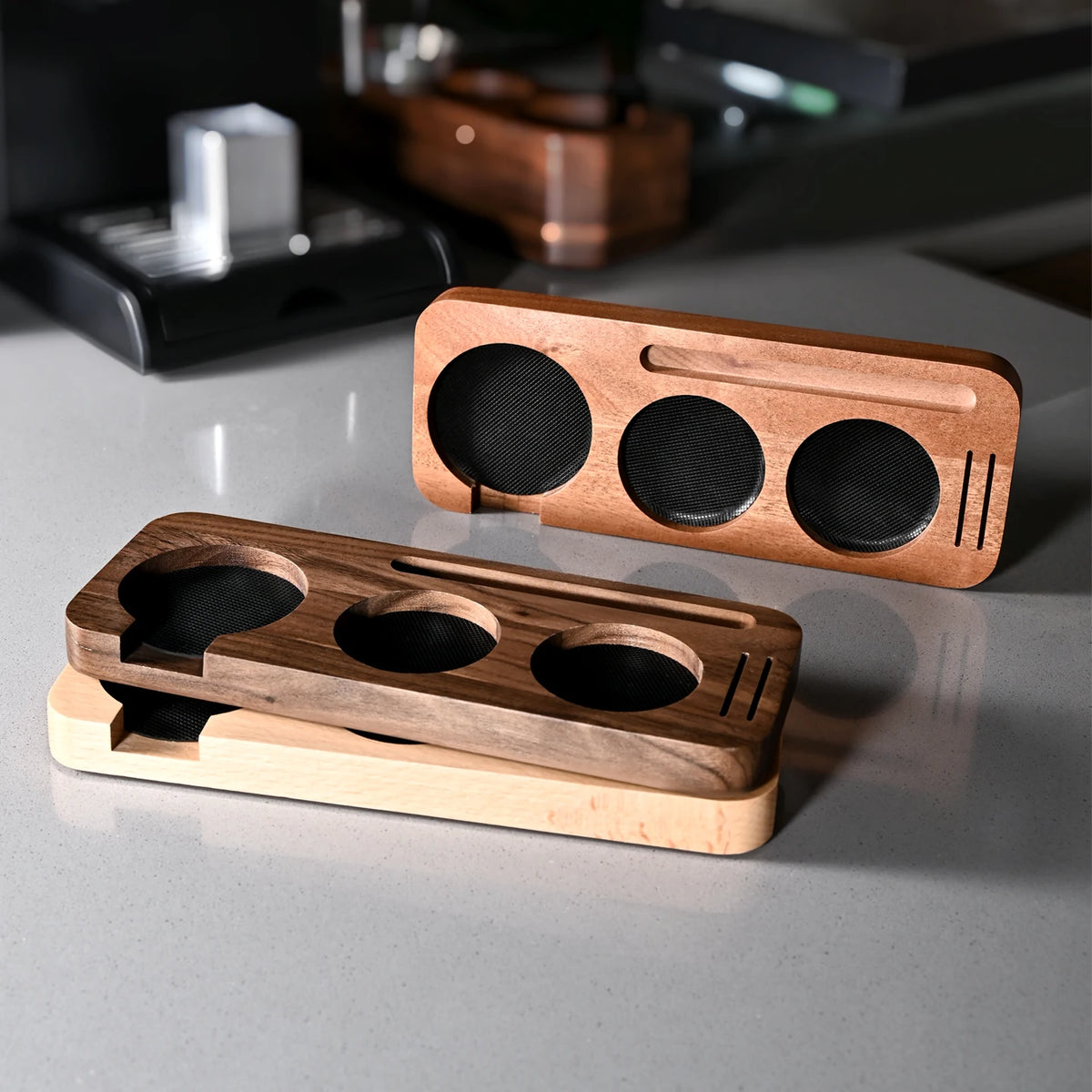 Solid Wood Coffee Tamper Station & Portafilter Holder 51/54/58mm Espresso Tamper Station PLUSH