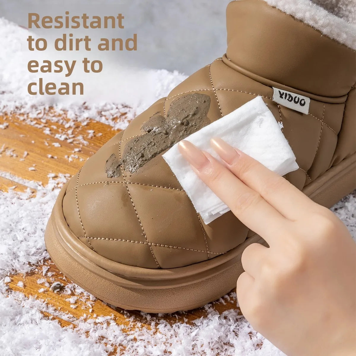Women's Waterproof Fur-Lined Snow Boots – Slip-On Platform Women's Snow Boots PLUSH