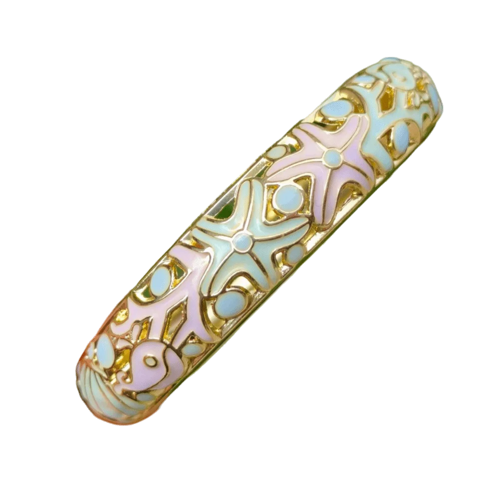 Starfish Cloisonné Enamel Bangle | Vintage Bohemian Women's Bracelet Enamel Bangle Bracelet PLUSH 11