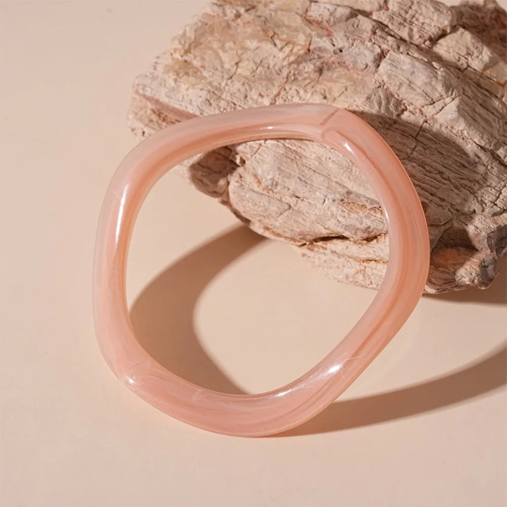 Bohemian Wide Acrylic Bangle – Jelly Color Retro Cuff Bracelet Acrylic Bangle Bracelet PLUSH Style C