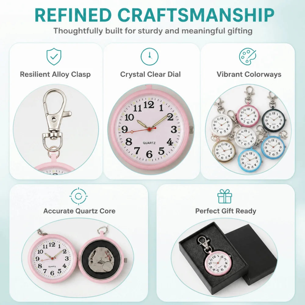 Vintage Luminous Pocket Watch Mini Quartz Keychain Clock Pocket Watch PLUSH