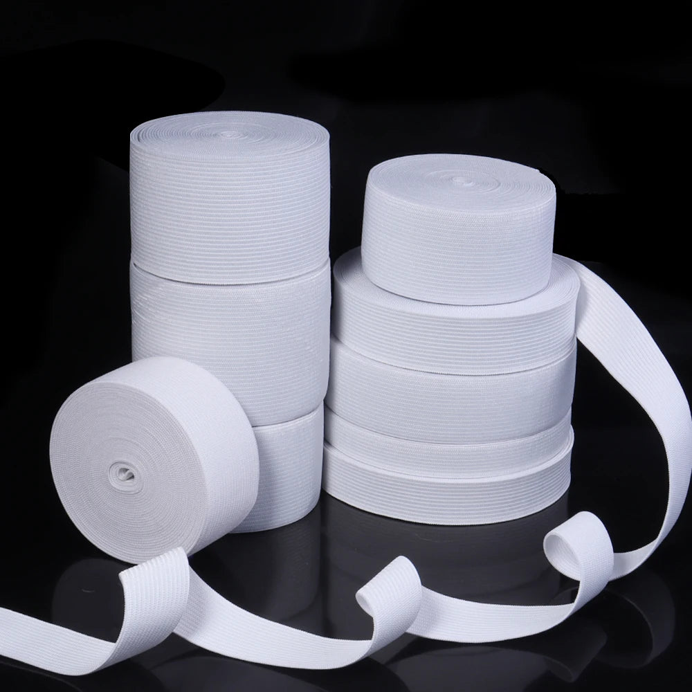 White Elastic Band 15–60mm | DIY Waistband Sewing 5–10 Yards Sewing Elastic Band PLUSH