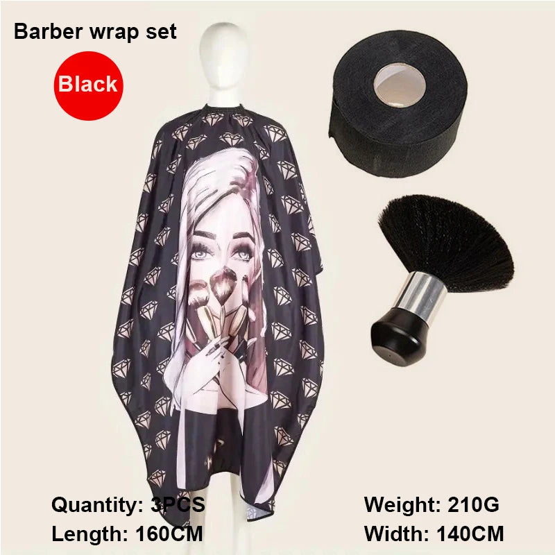 Professional Haircutting Kit – Cape, Apron & Neck Duster Brush Barber Haircutting Kit PLUSH W291-3pcs-B