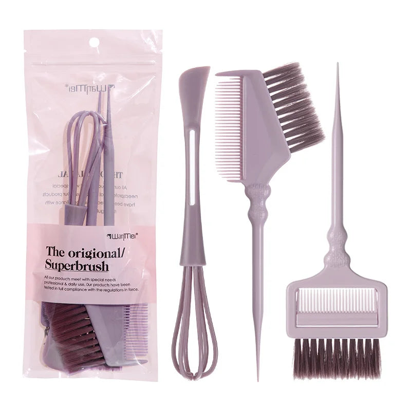 Hair Dye Brush Kit – 2 Brushes & Mixing Bowl | Salon & Home Hair Dye Tool Kit PLUSH Purple set