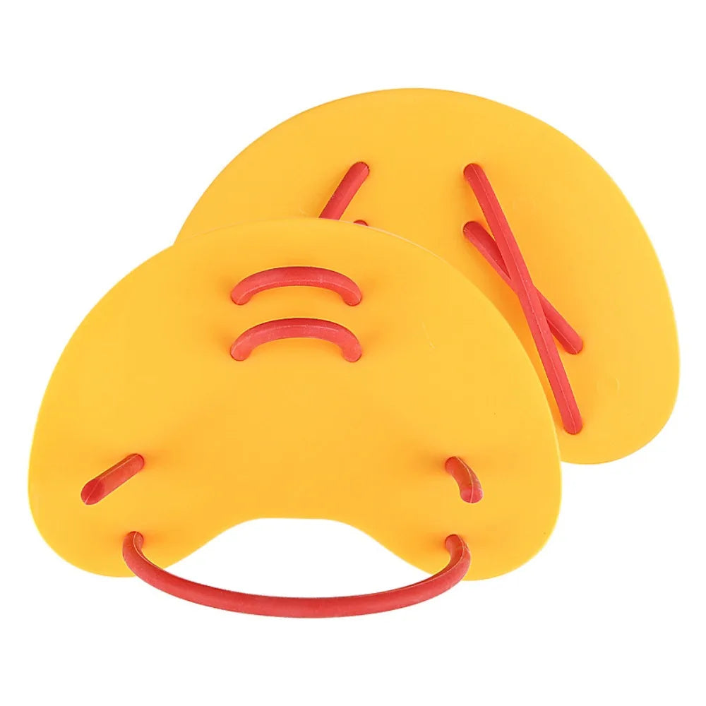 Silicone Finger Webbed Swimming Paddles – Adjustable Hand Fins Swim Training Paddles PLUSH Yellow