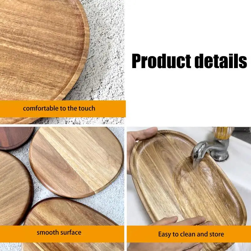 Rustic Wooden Serving Platter – Oval Wood Tray for Food & Decor Wooden Serving Tray PLUSH