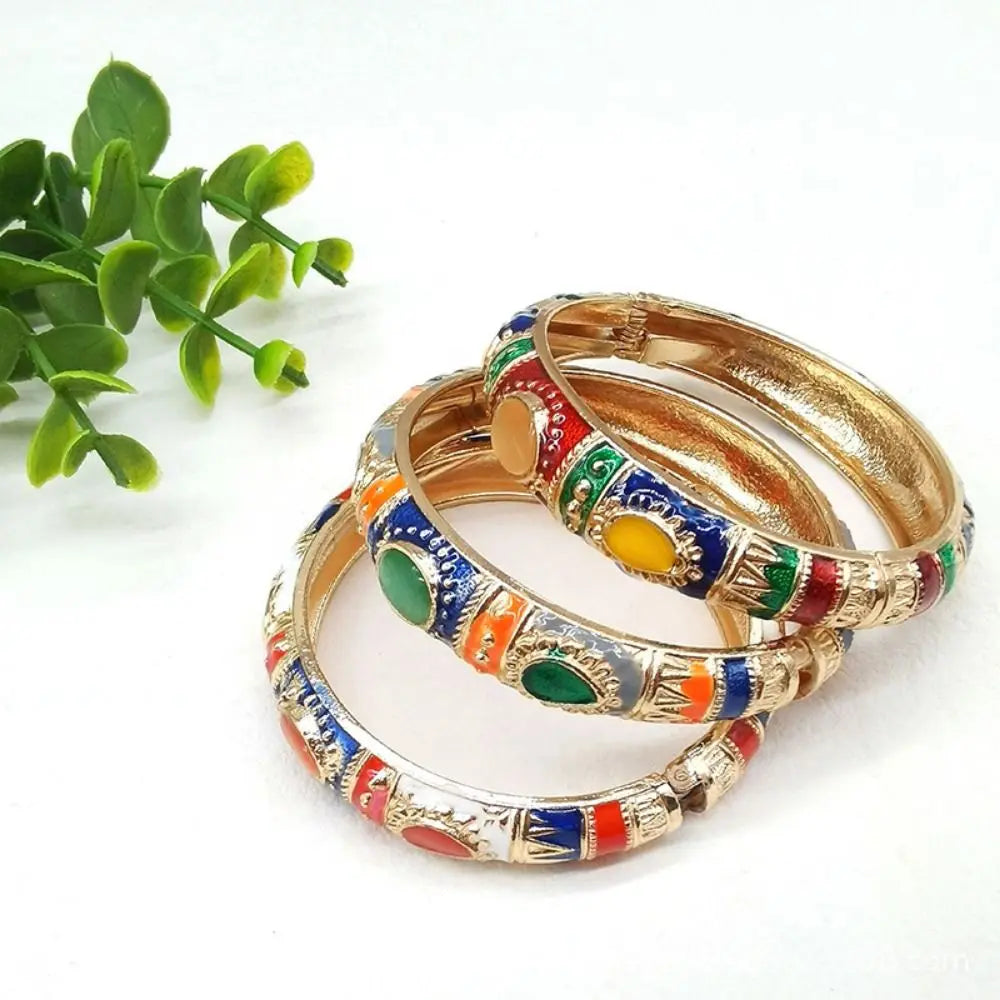 Chinese Cloisonné Enamel Peony Double Bangle Bracelet Women Enamel Bangle Bracelet PLUSH