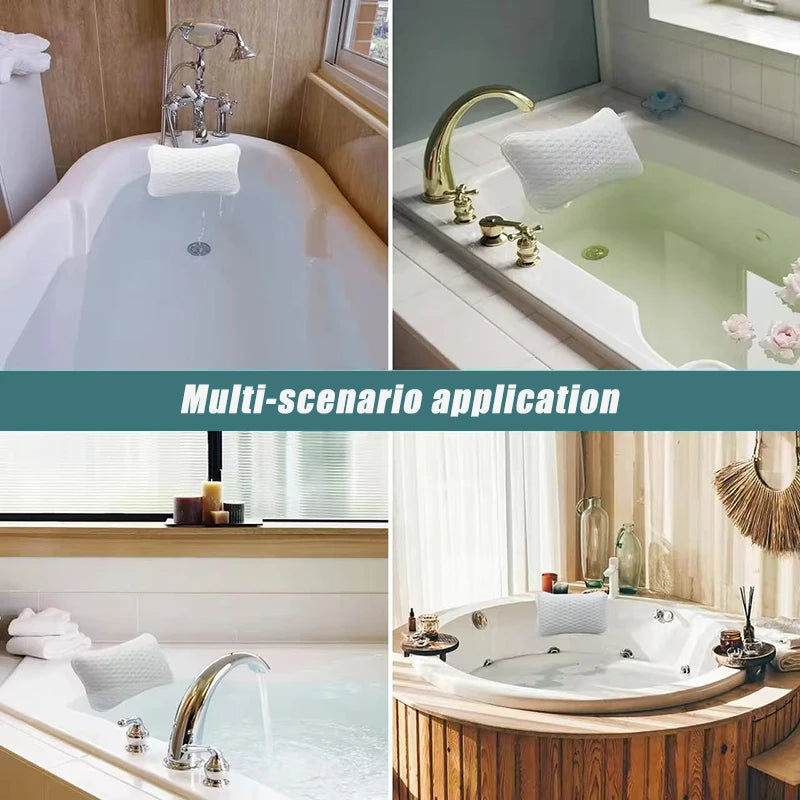 Bathtub Pillow – Spa Shower Headrest & Neck Support Cushion Bathtub Spa Pillow PLUSH