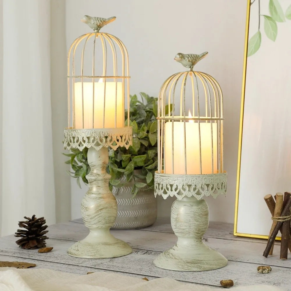 Vintage Iron Birdcage Candle Holder – Tabletop Décor Stand Iron Candle Holder PLUSH