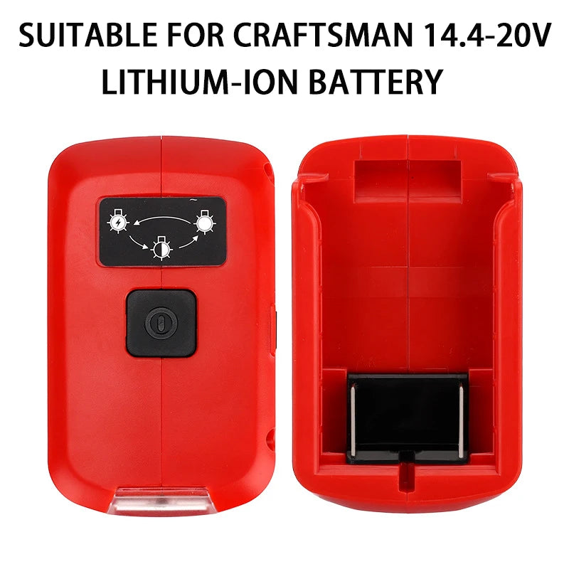 Craftsman 20V Battery Adapter – LED Work Light, Dual USB & 12V DC Battery Adapter PLUSH